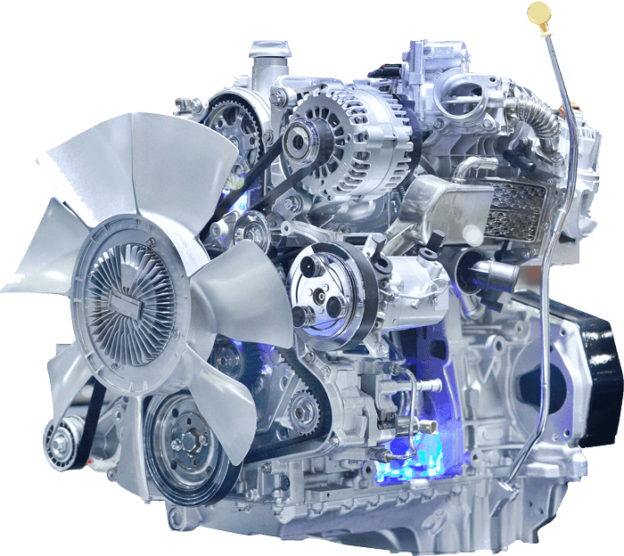 Detailed view of a modern car engine.